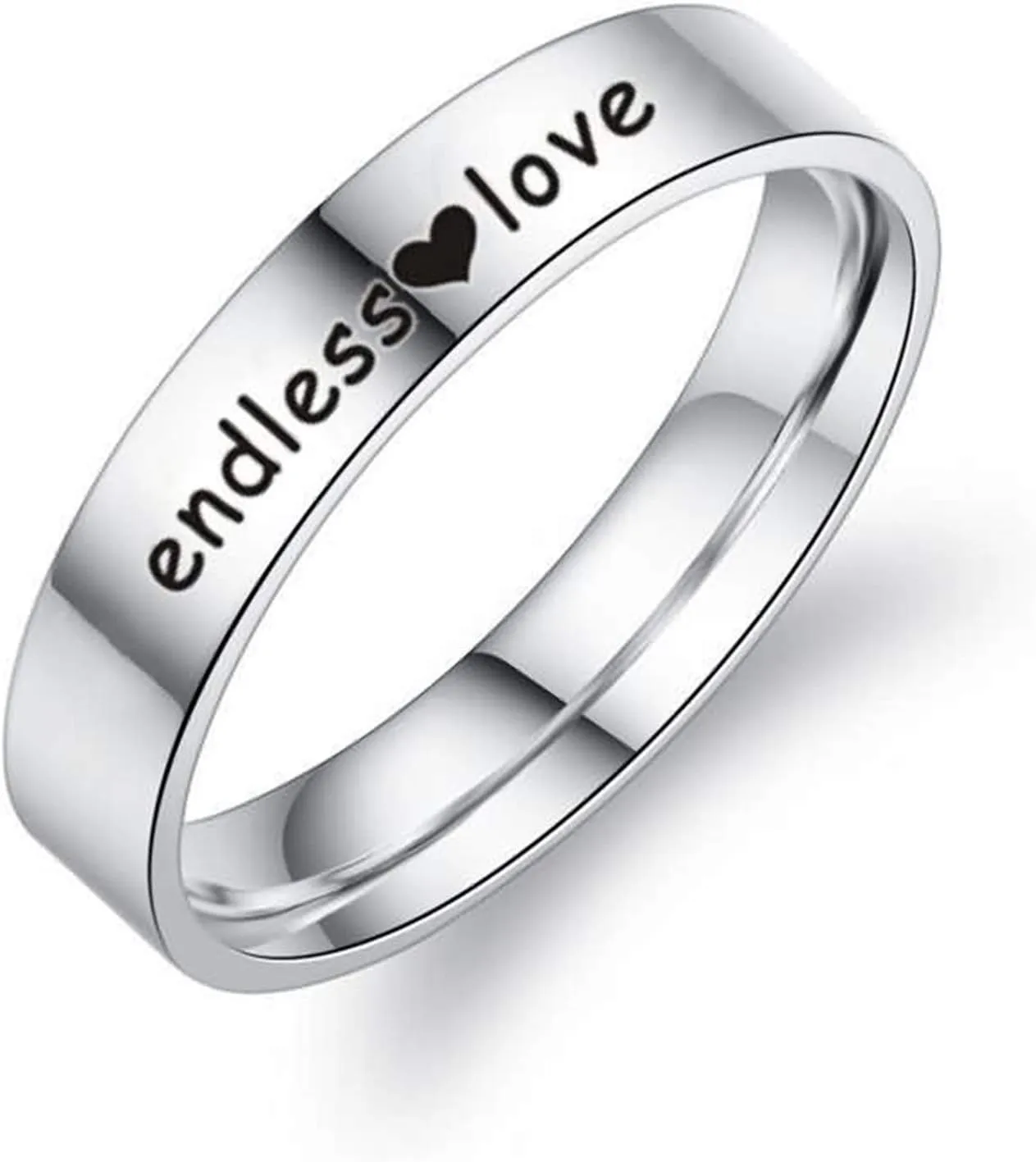 KnSam Couples Promise Rings Set Stainless Steel Engraved Heart Endless Love Silver Ring Size 5-13