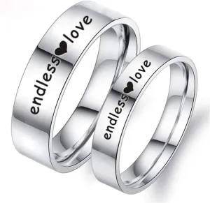 KnSam Couples Promise Rings Set Stainless Steel Engraved Heart Endless Love Silver Ring Size 5-13