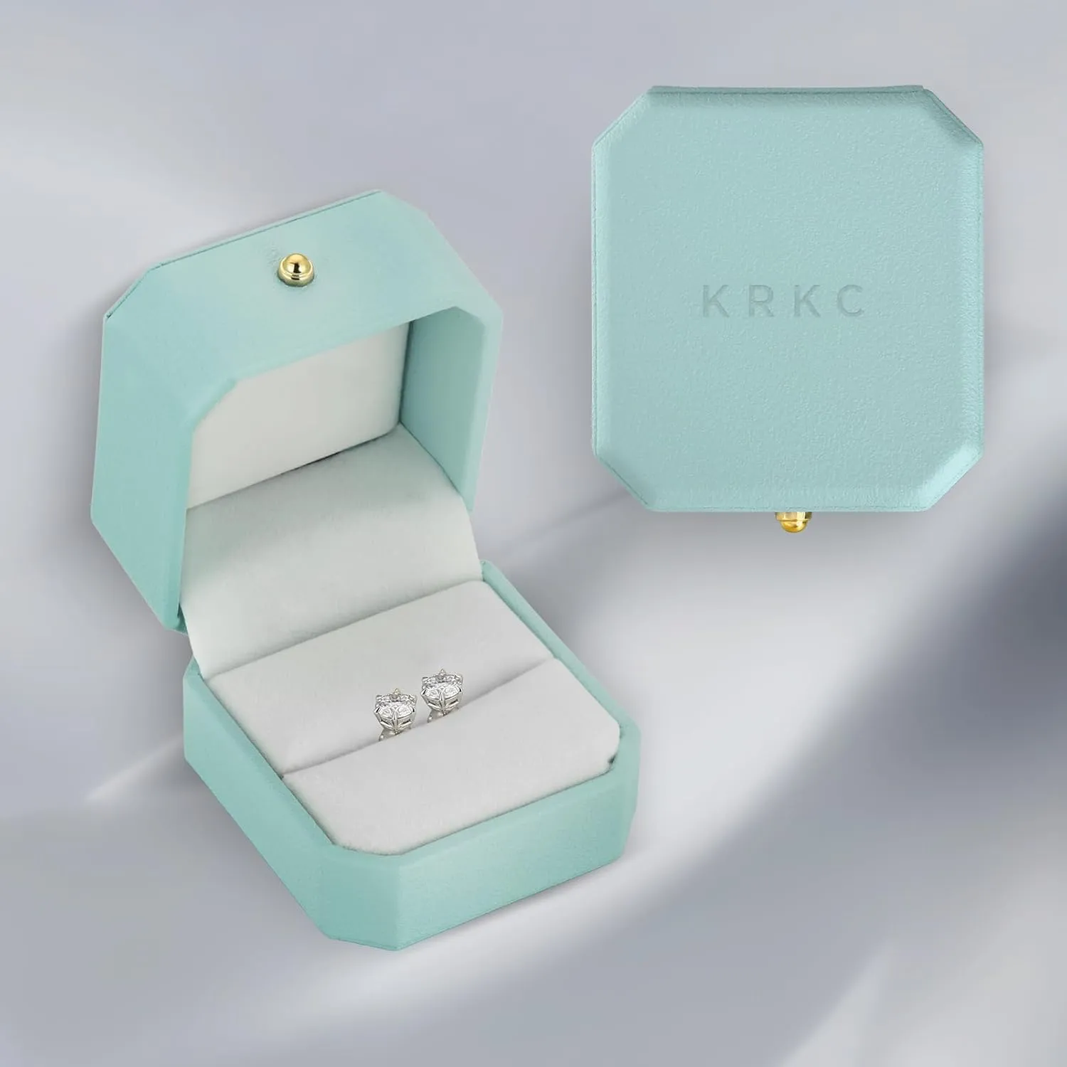 KRKC 0.6-3ct Moissanite Stud Earrings, D Color VVS1 Clarity, Lab Created Diamond Stud Earring for Women, 14K White Gold S925 Sterling Silver Earrings Friction Back for Women Men, Hypoallergenic