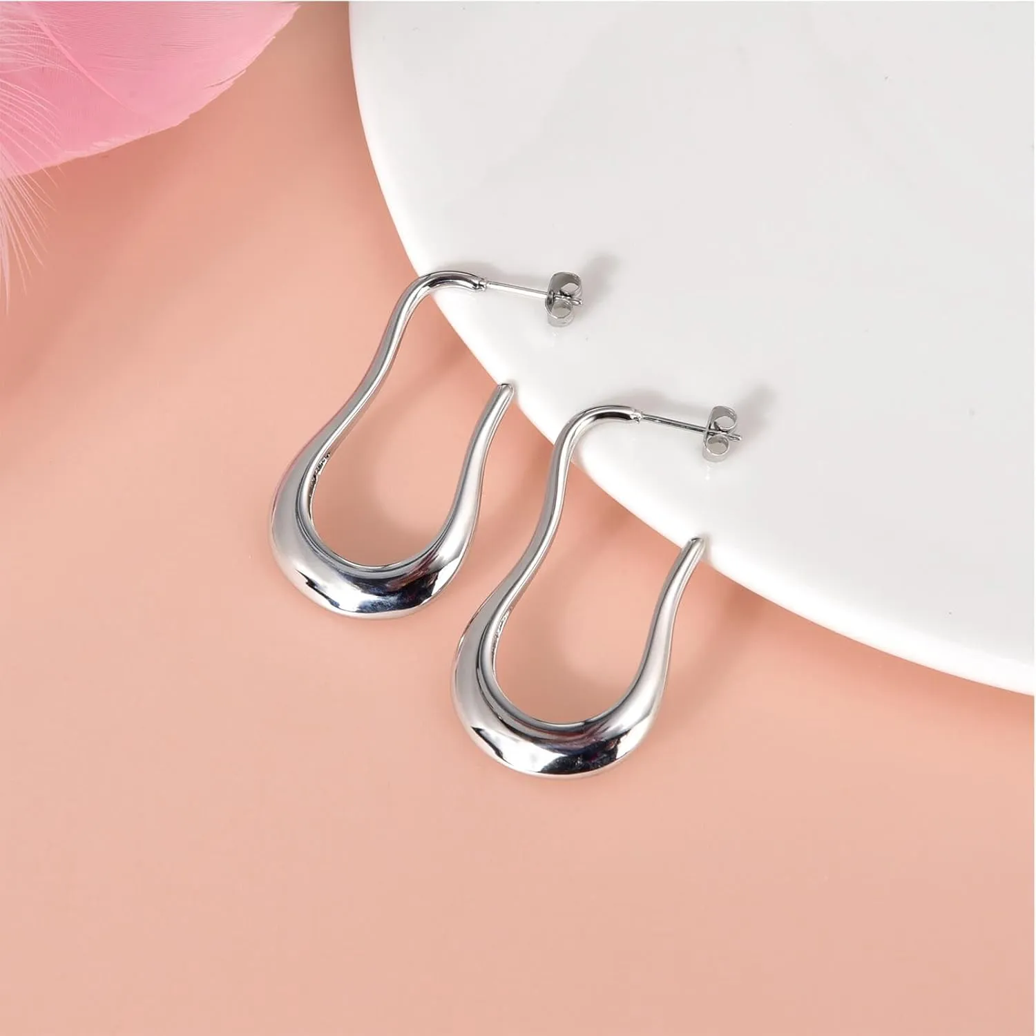 Lantine CZ Huggie Hoop Earrings Stainless Steel Mini Cubic Zirconia Sleeper Hinged Clicker Triple Double Cartilage Helix Small Hugging Hoop Earrings