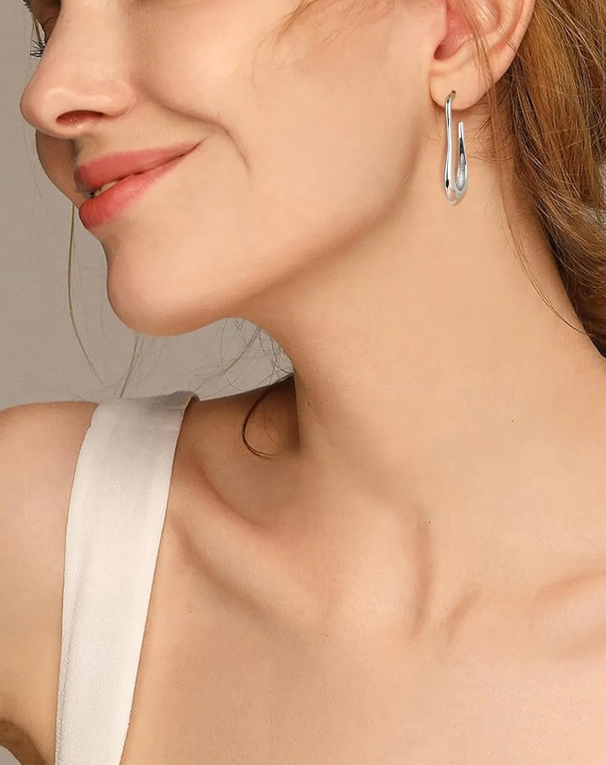 Lantine CZ Huggie Hoop Earrings Stainless Steel Mini Cubic Zirconia Sleeper Hinged Clicker Triple Double Cartilage Helix Small Hugging Hoop Earrings