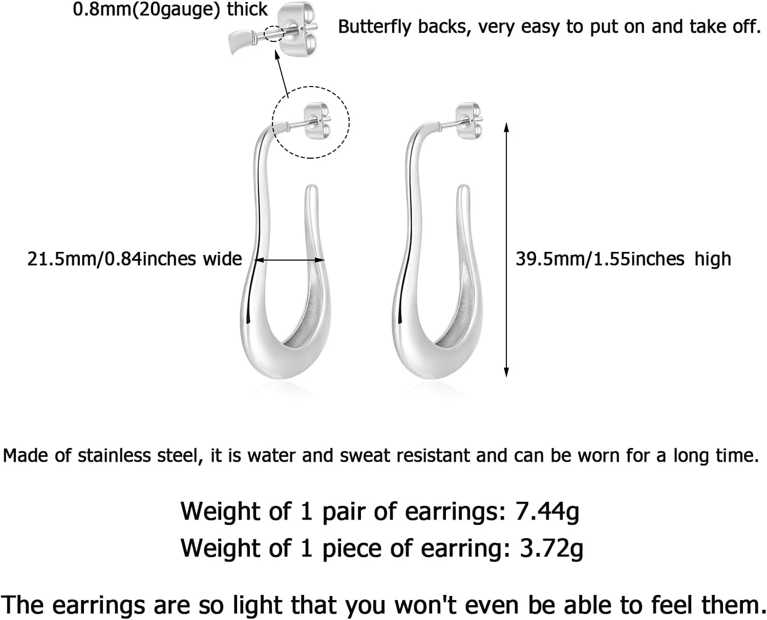 Lantine CZ Huggie Hoop Earrings Stainless Steel Mini Cubic Zirconia Sleeper Hinged Clicker Triple Double Cartilage Helix Small Hugging Hoop Earrings