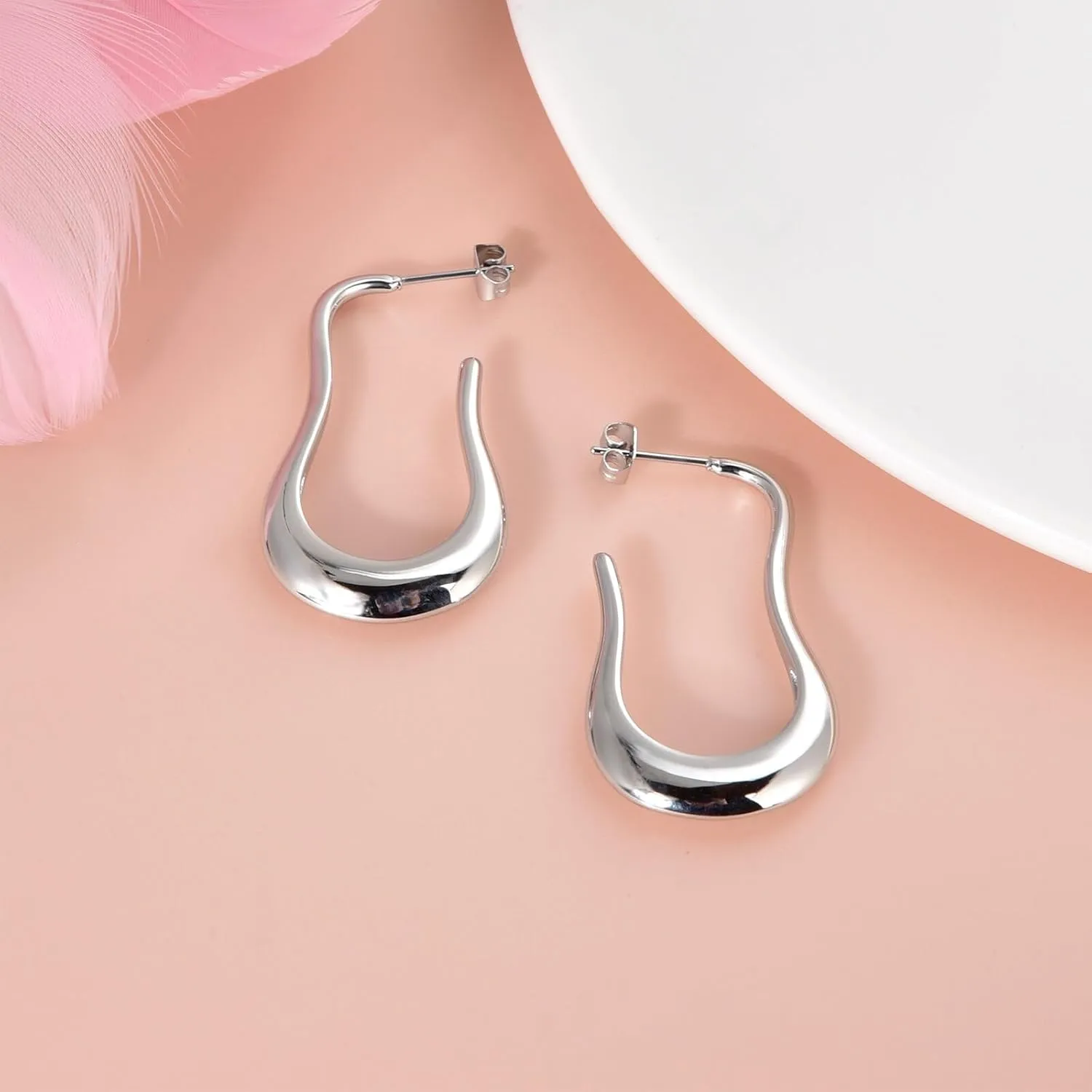 Lantine CZ Huggie Hoop Earrings Stainless Steel Mini Cubic Zirconia Sleeper Hinged Clicker Triple Double Cartilage Helix Small Hugging Hoop Earrings