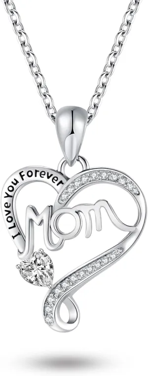 LAOYOU Mom Necklace with Birthstone from Daughter Son Mother Necklaces Jewelry Birthday Gifts for Mom