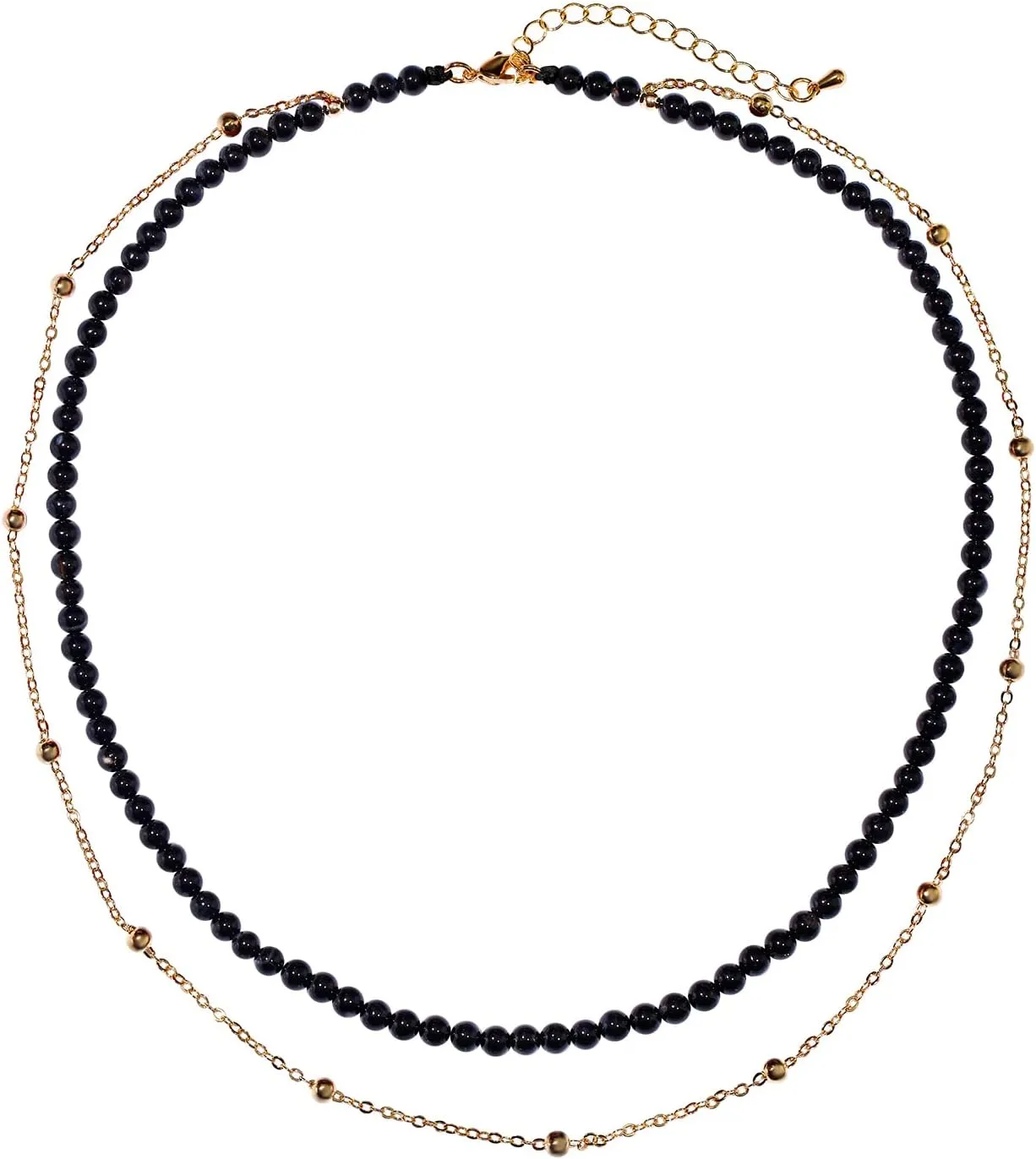 Layered Choker 14k Gold Plated Chain Agate Beaded Necklace Simple Crystals Necklaces for Women Jewelry Gifts
