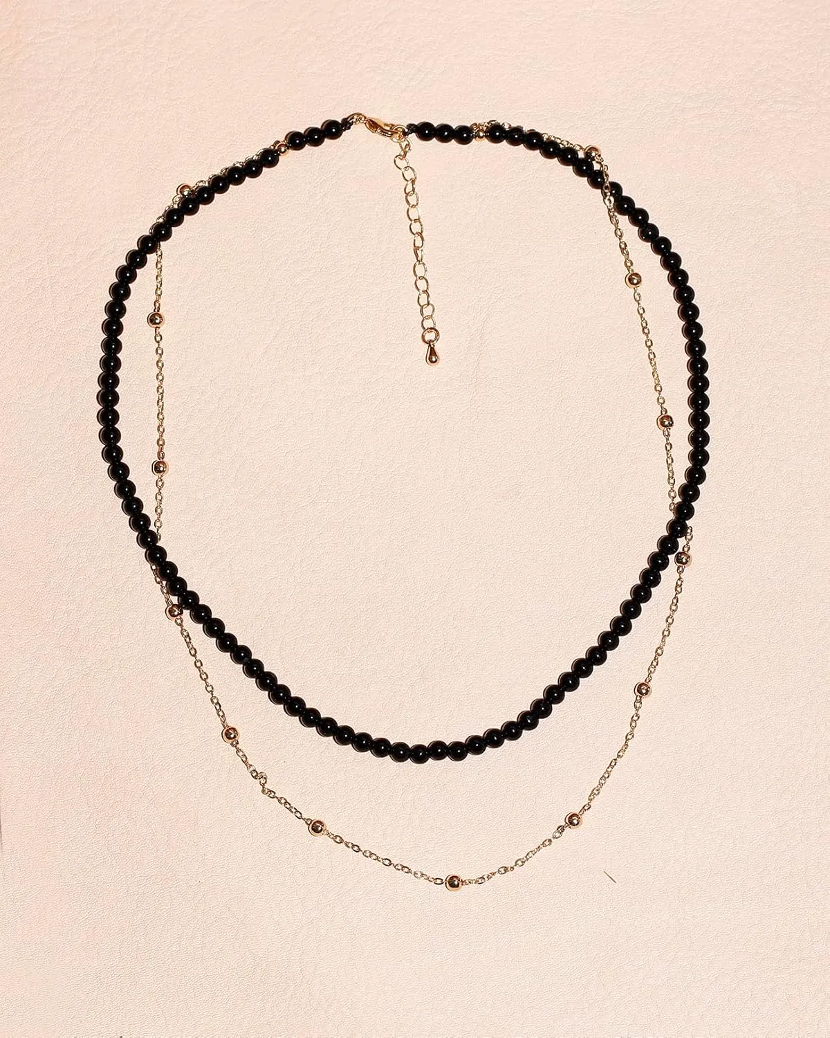 Layered Choker 14k Gold Plated Chain Agate Beaded Necklace Simple Crystals Necklaces for Women Jewelry Gifts