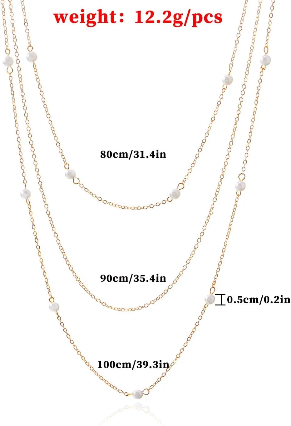 Layered Long Chain Necklace for Women Pearl Beaded Sweater Strand Chain Necklaces Fall Winter Fashion Clothing Accessories