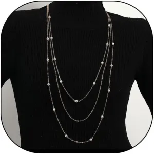 Layered Long Chain Necklace for Women Pearl Beaded Sweater Strand Chain Necklaces Fall Winter Fashion Clothing Accessories