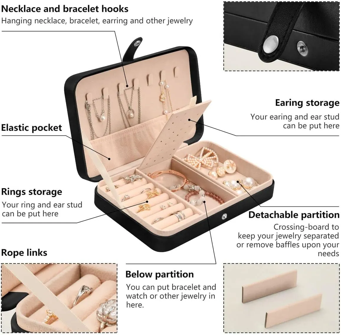 Leather Jewelry Box Jewelry Case Storage Box Vintage Usa American Flag Retro For Rings Earrings Necklaces