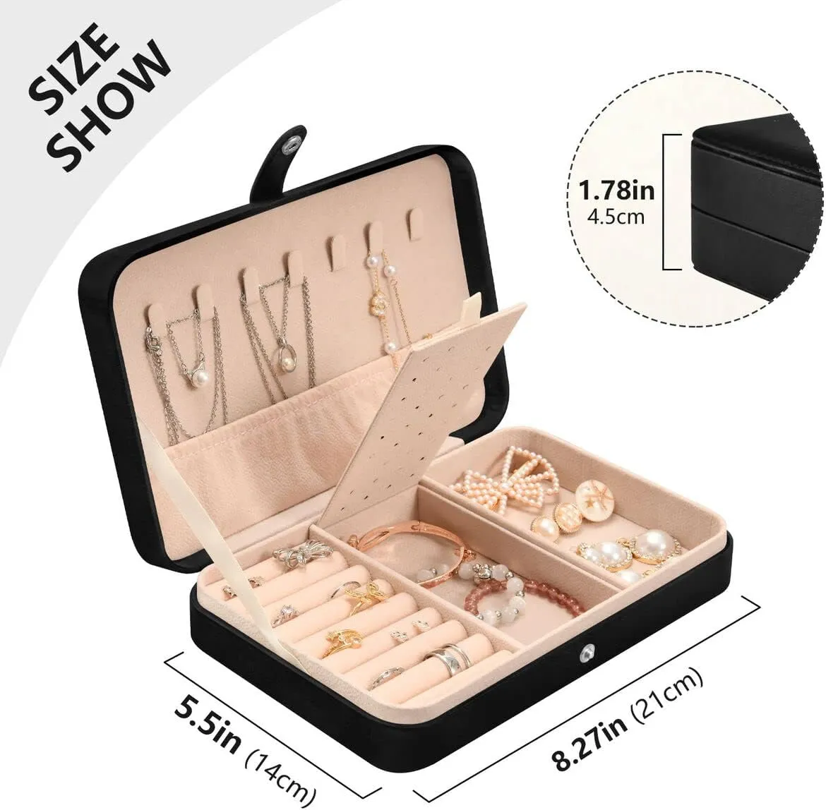 Leather Jewelry Box Jewelry Case Storage Box Vintage Usa American Flag Retro For Rings Earrings Necklaces