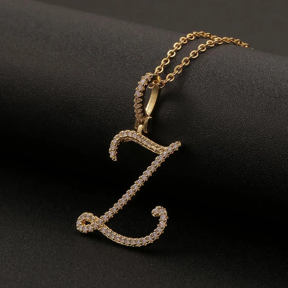 Letter Necklace Y2k Necklace Diamond Necklaces for Women R Necklace Y2k Jewelry Mcbling 2000s Fashion