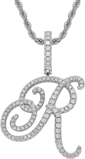 Letter Necklace Y2k Necklace Diamond Necklaces for Women R Necklace Y2k Jewelry Mcbling 2000s Fashion