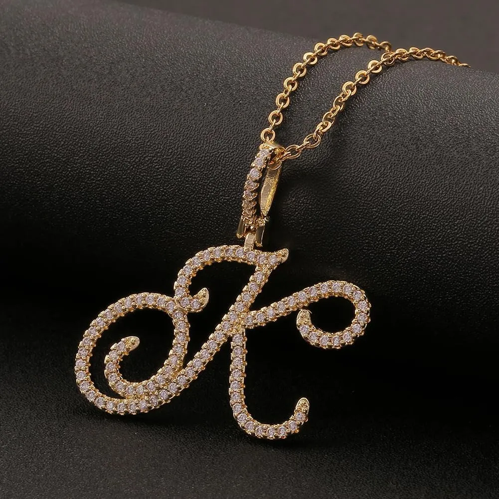 Letter Necklace Y2k Necklace Diamond Necklaces for Women R Necklace Y2k Jewelry Mcbling 2000s Fashion