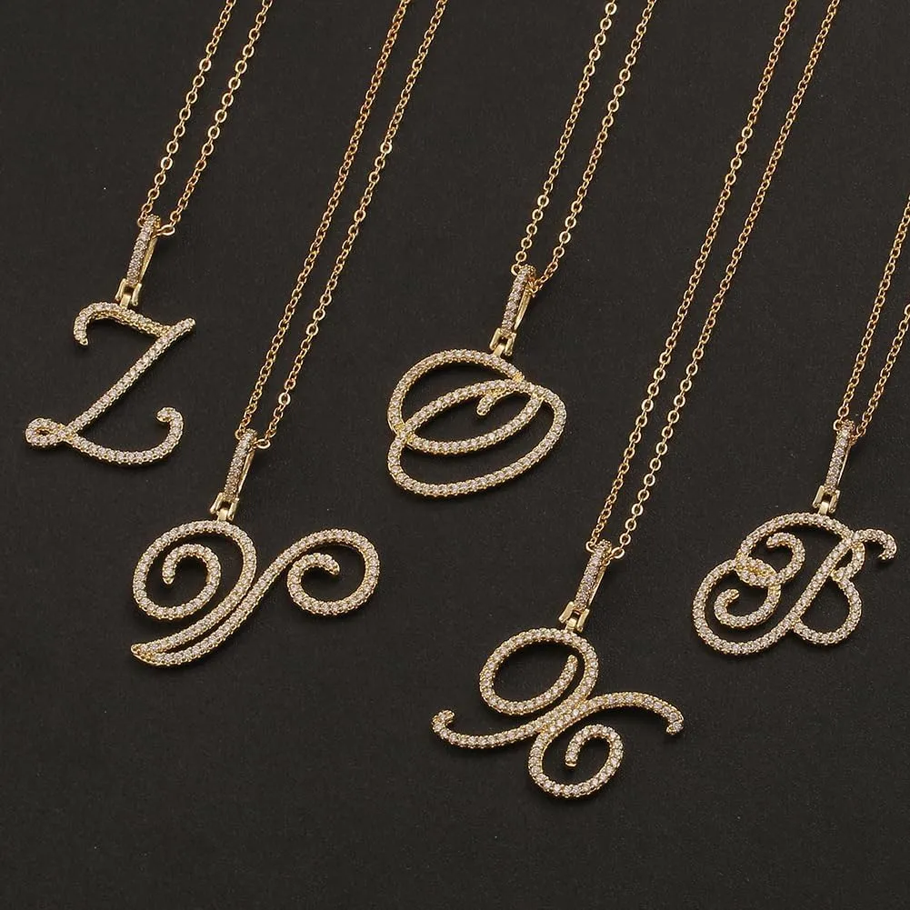 Letter Necklace Y2k Necklace Diamond Necklaces for Women R Necklace Y2k Jewelry Mcbling 2000s Fashion