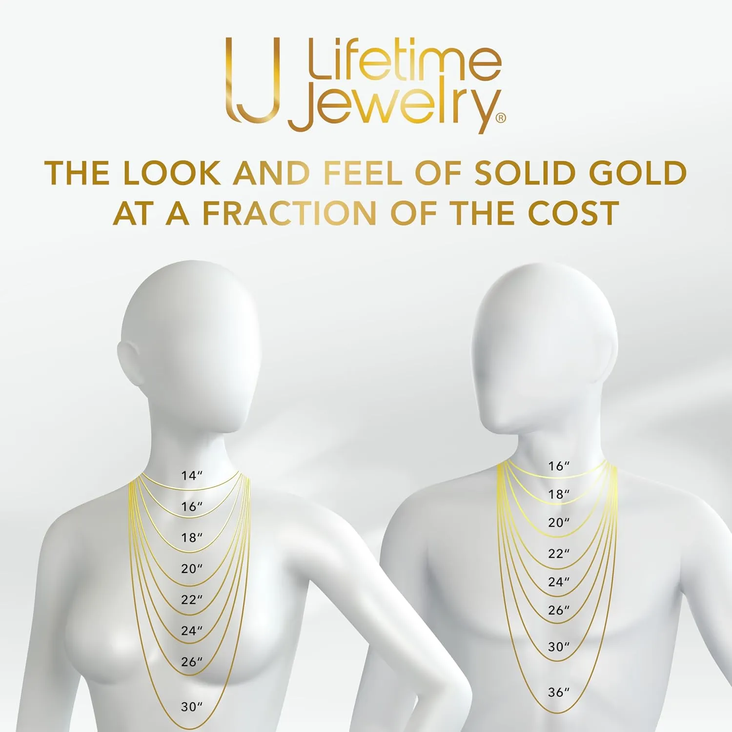 LIFETIME JEWELRY Beveled Cuban Link Curb Chain Necklaces 24k Real Gold Plated (3mm, 6mm & 9.5mm)