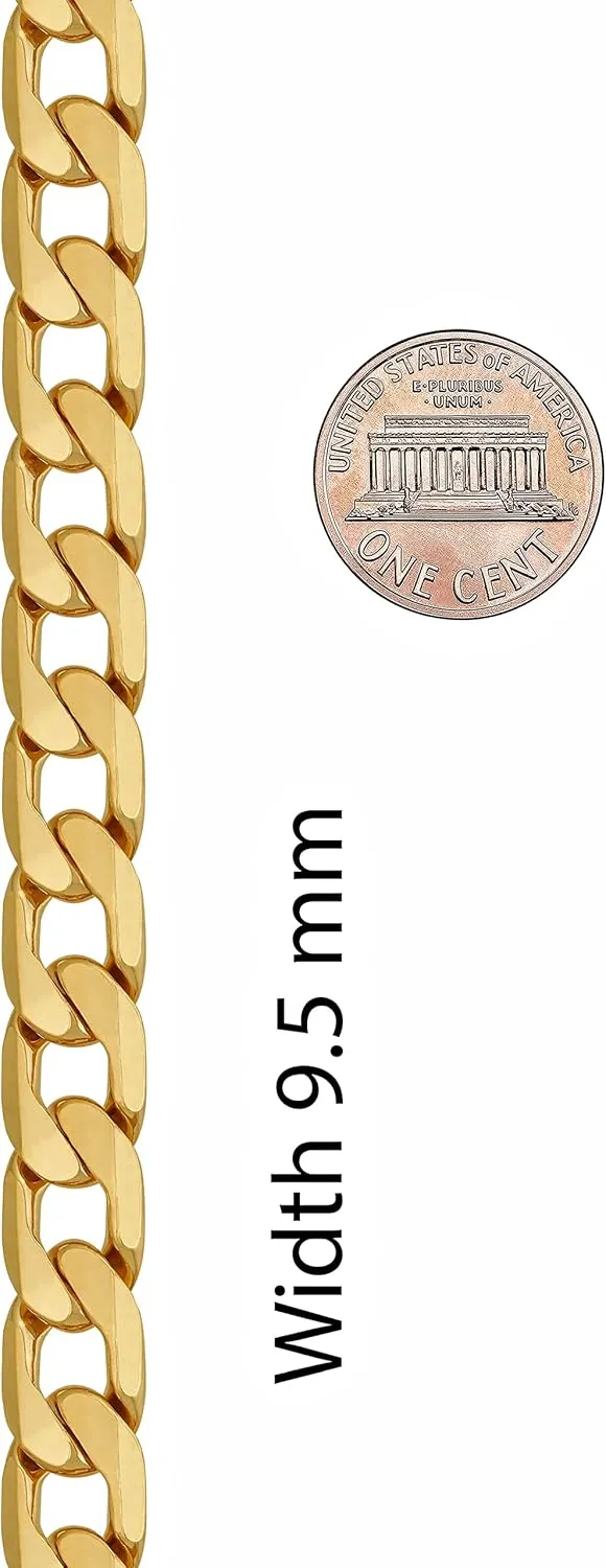 LIFETIME JEWELRY Beveled Cuban Link Curb Chain Necklaces 24k Real Gold Plated (3mm, 6mm & 9.5mm)