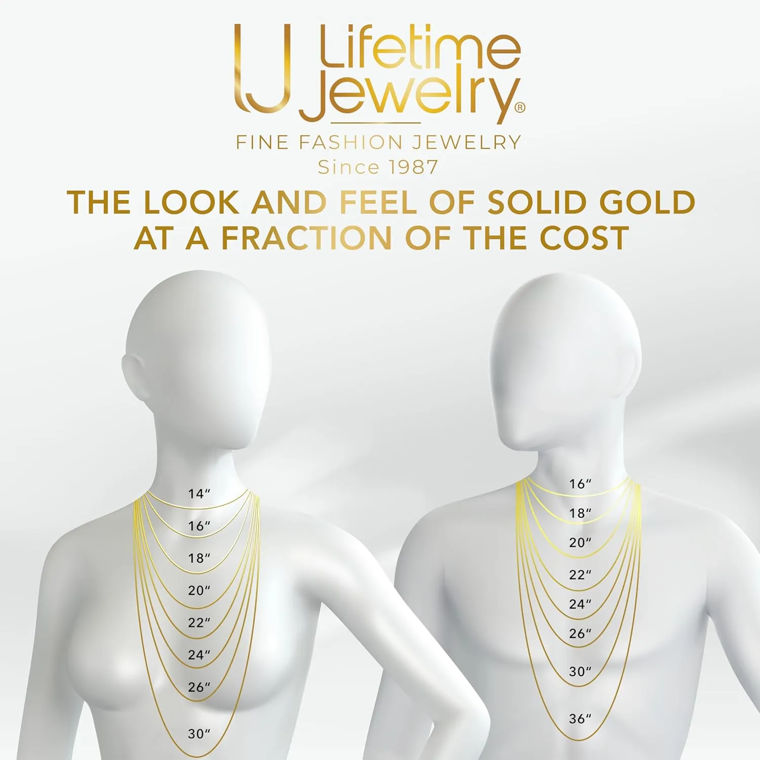 LIFETIME JEWELRY Beveled Figaro Chain Necklaces for Women and Men 24k Real Gold Plated (6.5mm, 8mm, 9.5mm & 11mm)