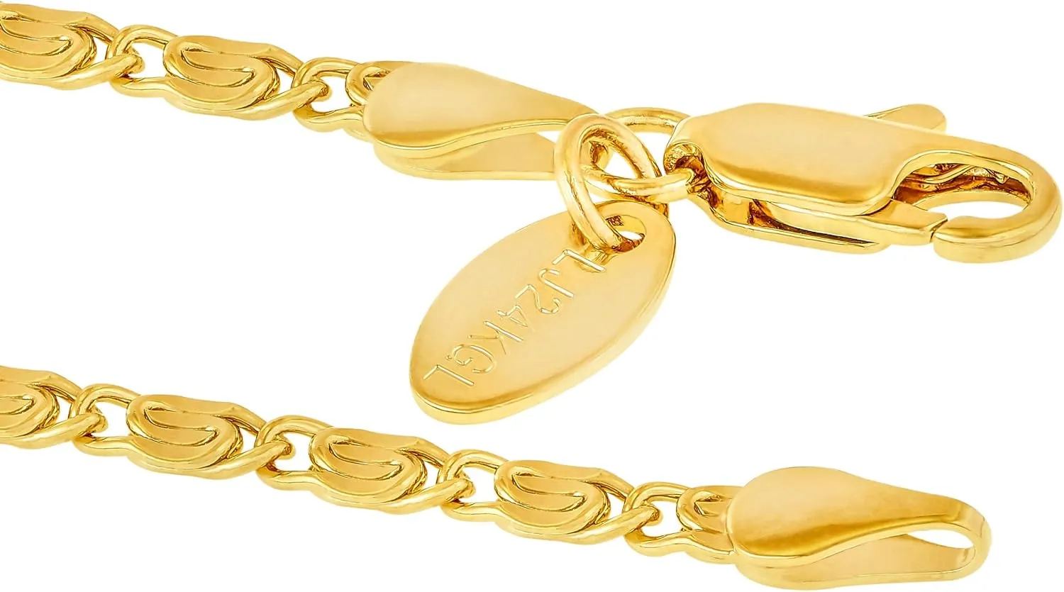 LIFETIME JEWELRY Womens Gold Anklet 24k Gold Plated Diamond Cut Scroll Ankle Bracelet