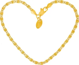 LIFETIME JEWELRY Womens Gold Anklet 24k Gold Plated Diamond Cut Scroll Ankle Bracelet