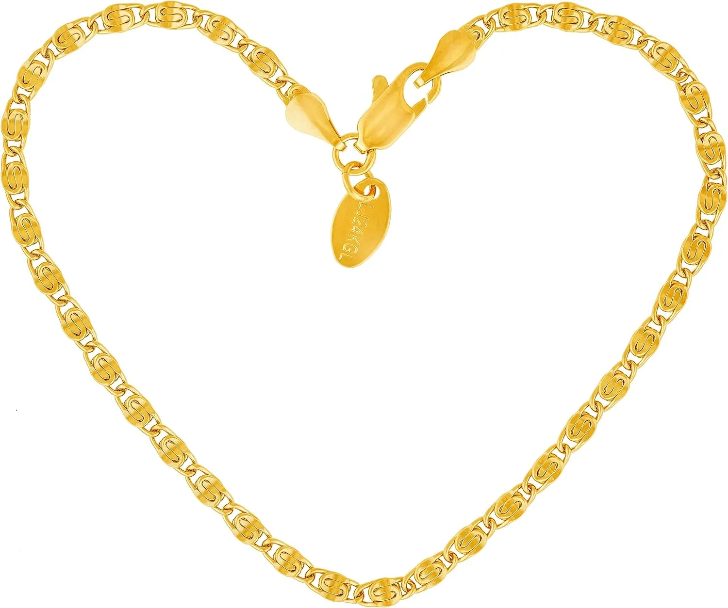LIFETIME JEWELRY Womens Gold Anklet 24k Gold Plated Diamond Cut Scroll Ankle Bracelet
