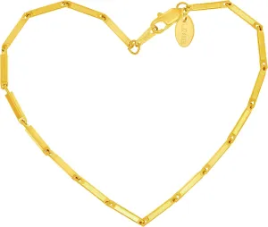 LIFETIME JEWELRY Womens Gold Anklet 2.5mm Bar Link Chain Ankle Bracelet 24k Real Gold Plated