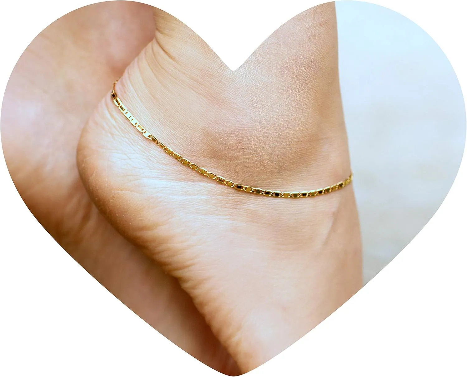 LIFETIME JEWELRY Womens Gold Anklet 2.5mm Flat Mariner Link Ankle Bracelet 24k Real Gold Plated