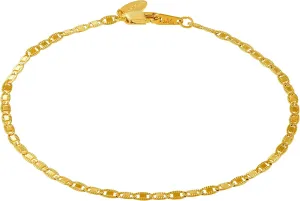 LIFETIME JEWELRY Womens Gold Anklet 2.5mm Flat Mariner Link Ankle Bracelet 24k Real Gold Plated