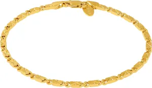 LIFETIME JEWELRY Womens Gold Anklet 4mm Diamond Cut Star Flat Link Chain Ankle Bracelet 24k Gold Plated