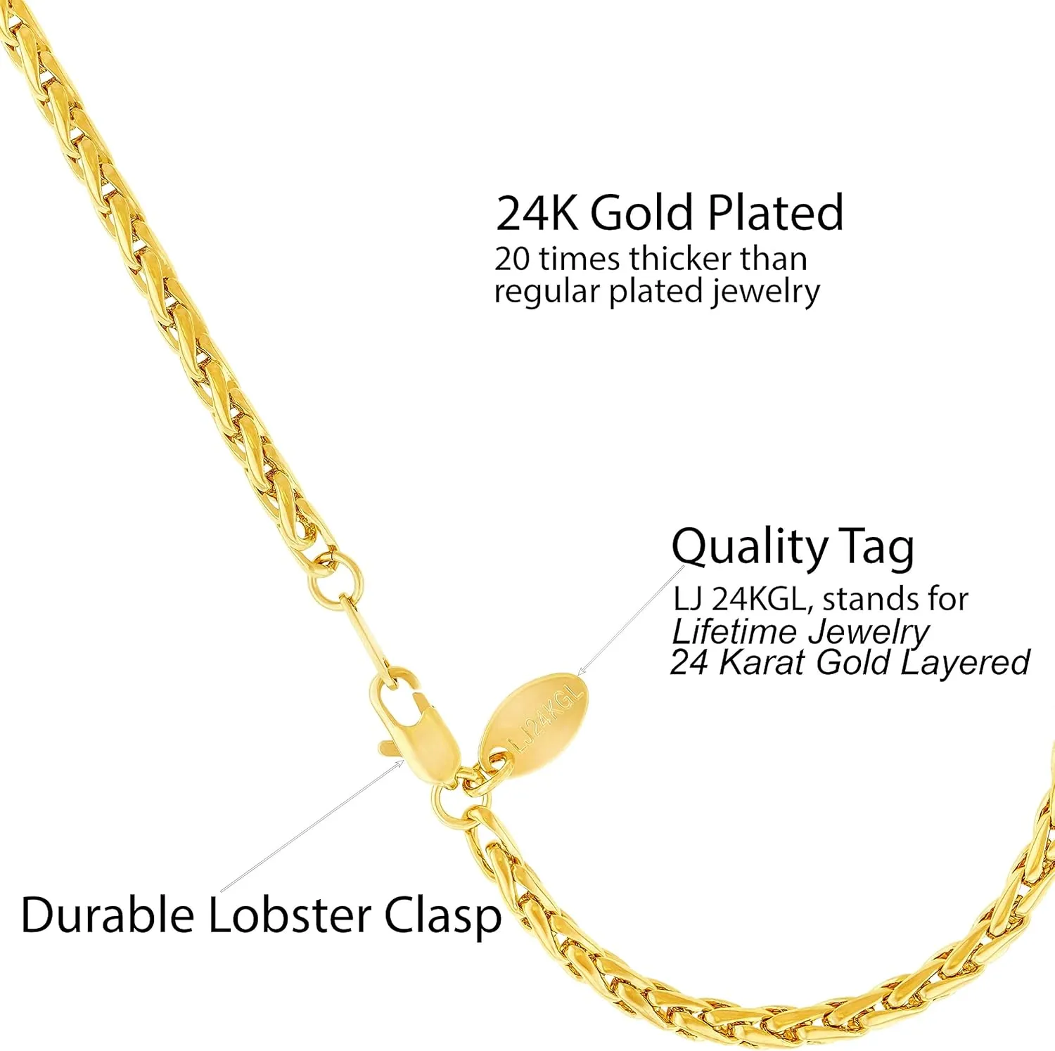 LIFETIME JEWELRY Womens Gold Anklet Ponytail anklet for Girls and Teen 24k Real Gold Plated Ankle Bracelet