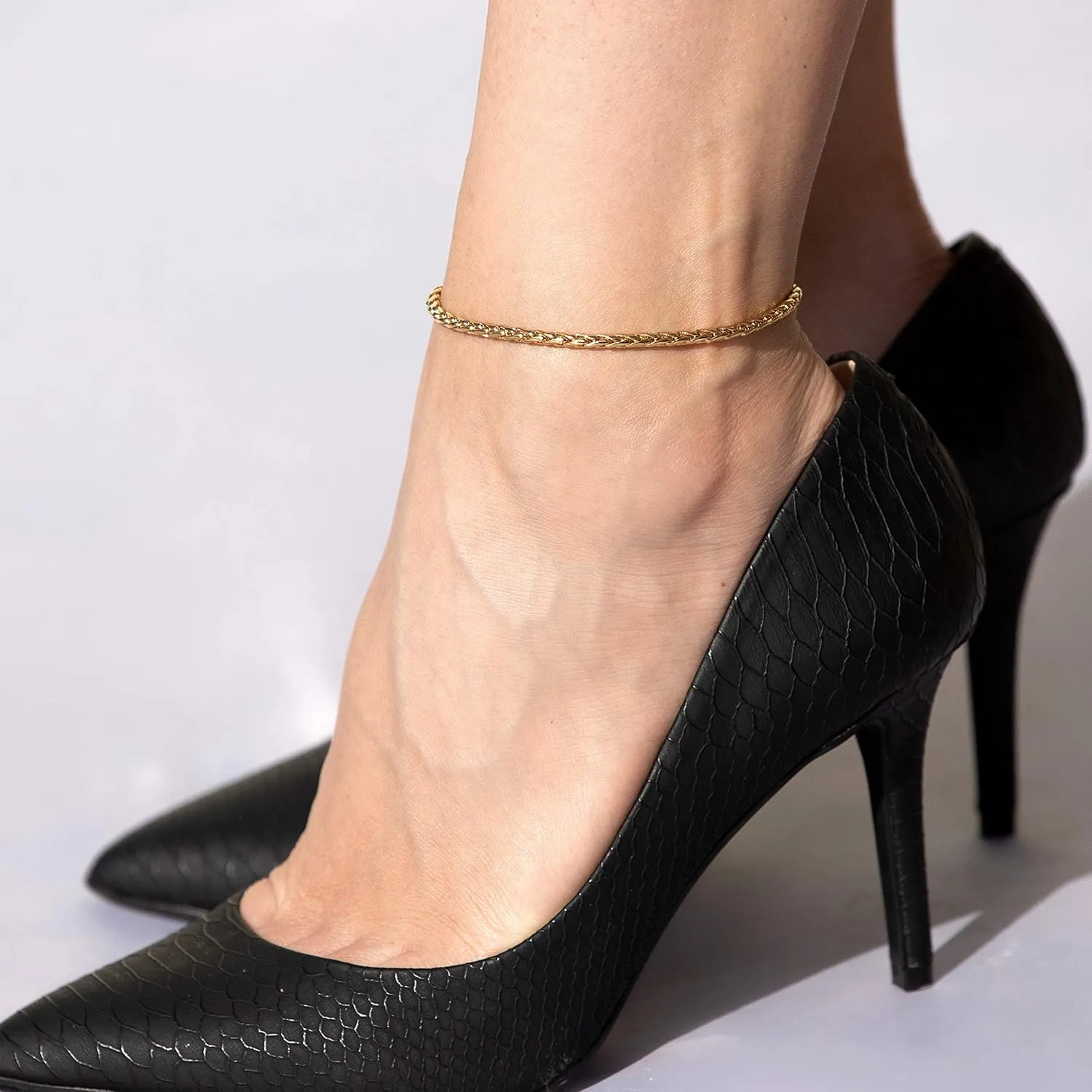 LIFETIME JEWELRY Womens Gold Anklet Ponytail anklet for Girls and Teen 24k Real Gold Plated Ankle Bracelet