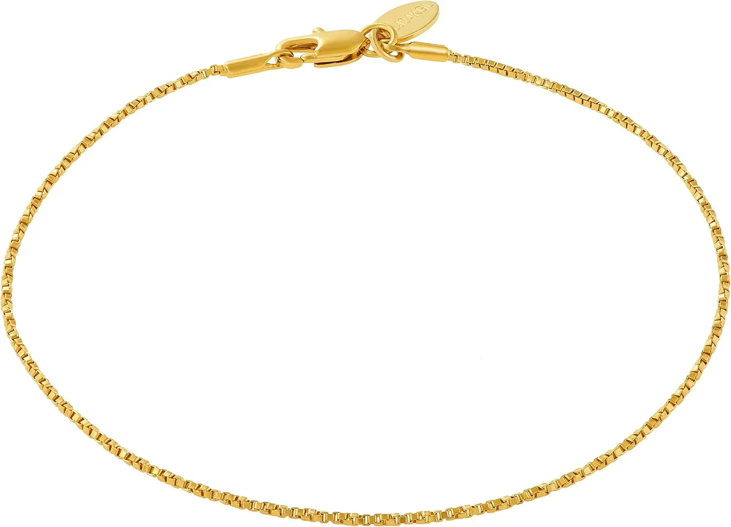 LIFETIME JEWELRY Womens Gold Anklet Twisted Box Chain Ankle Bracelet 24k Real Gold Plated