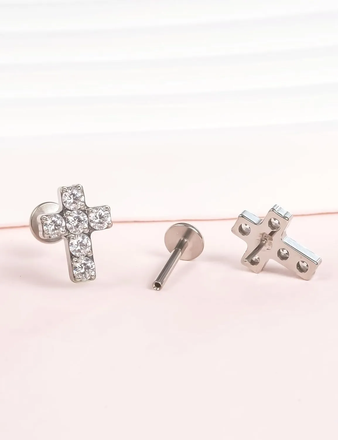 Limerencia G23 Hypoallergenic 18g Flat Back Stud Earrings | F136 Implant Grade Titanium Press Fit Threadless Push Pop in Cartilage Helix Labret Lip Monroe Tragus Piercing Studs