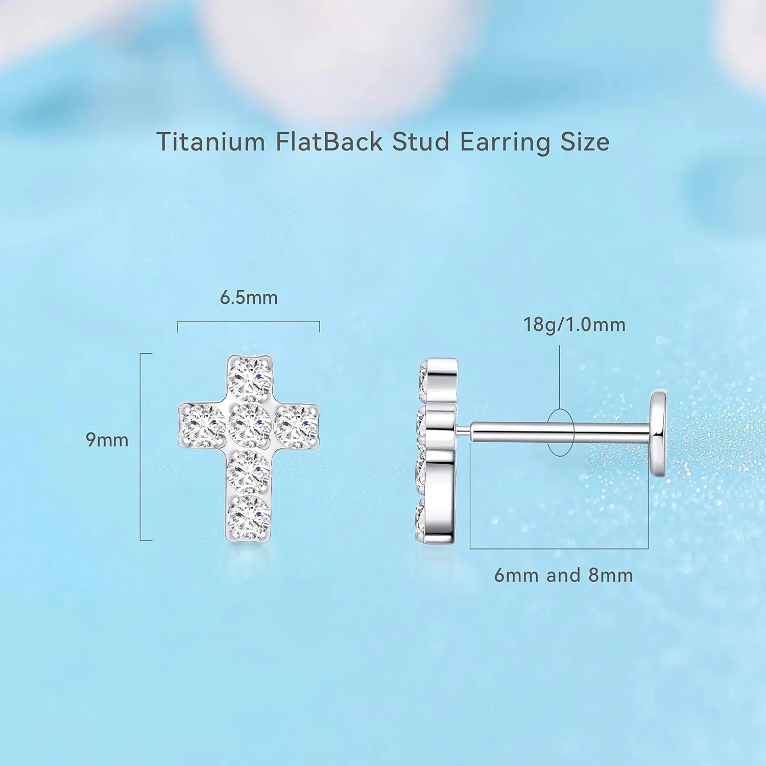 Limerencia G23 Hypoallergenic 18g Flat Back Stud Earrings | F136 Implant Grade Titanium Press Fit Threadless Push Pop in Cartilage Helix Labret Lip Monroe Tragus Piercing Studs