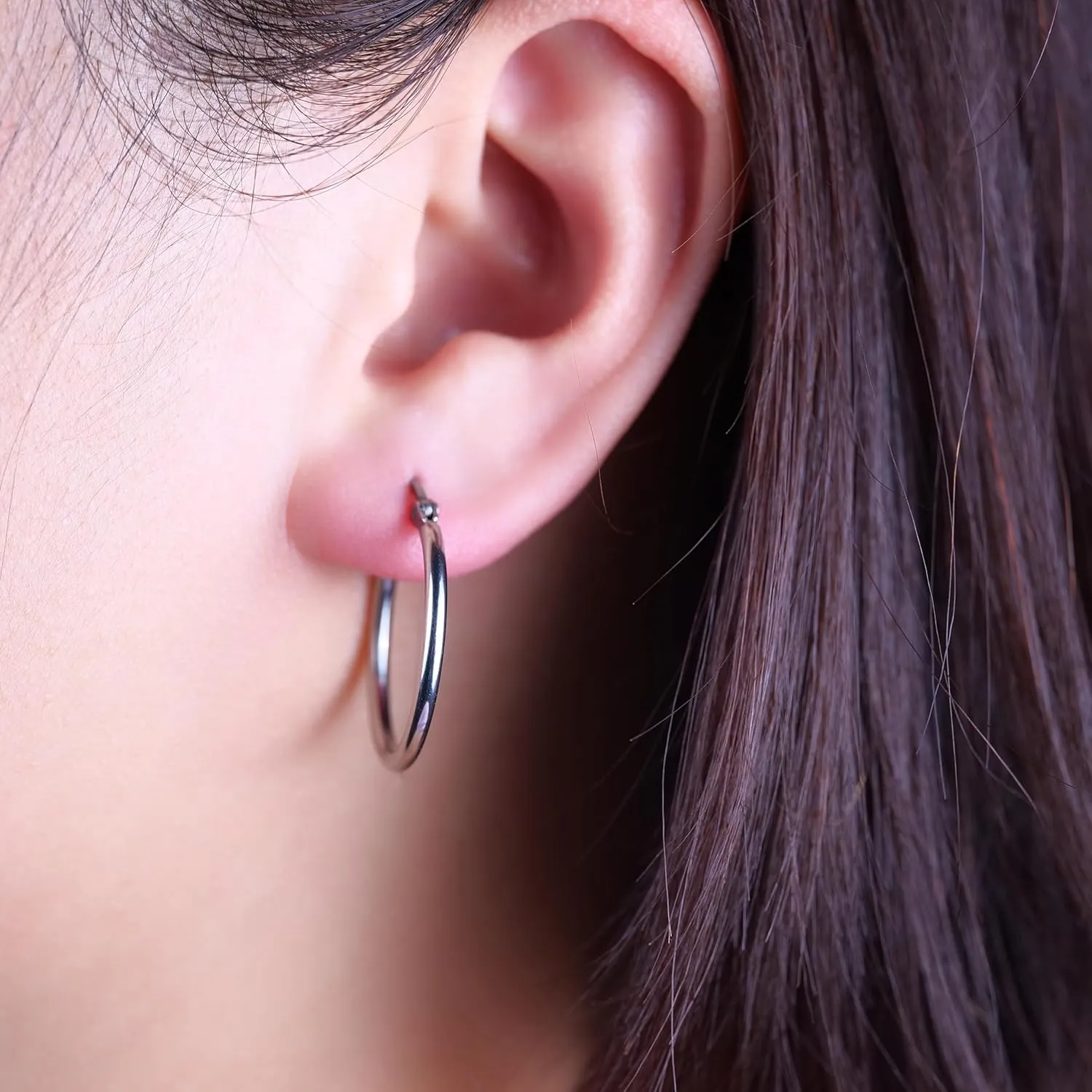Limerencia Large Titanium Hoop Earrings for Women Hypoallergenic Thin Round Earrings F136 Implant Grade Titanium Hoops for Sensitive Ears