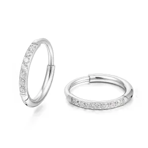 Limerencia Small Hoop Earrings for Women, Hypoallergenic Titanium Huggie Hoop Earrings Set G23 Piercings Cartilage Earrings Set for Women Sensitive Ears (White CZ Silver, 8mm)