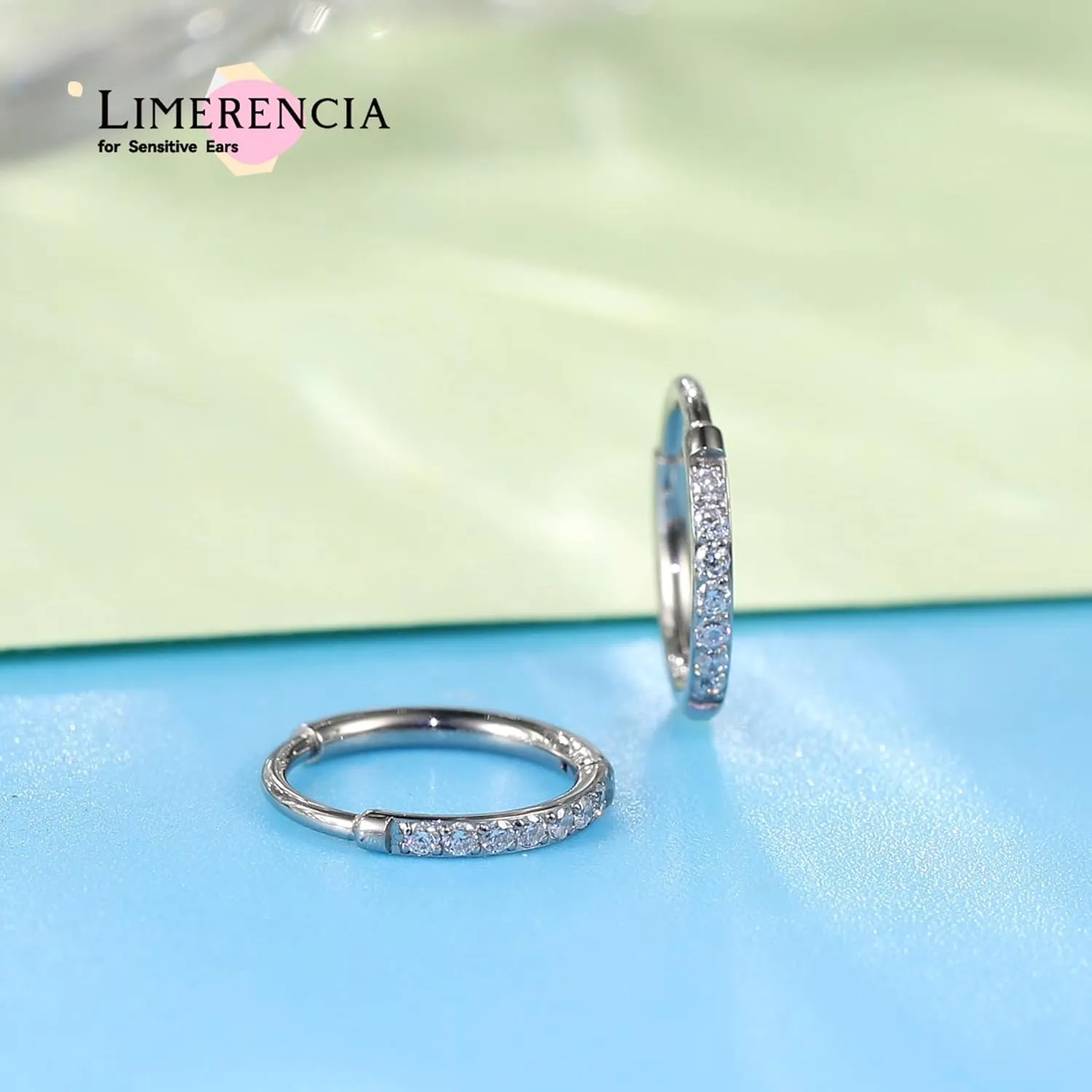 Limerencia Small Hoop Earrings for Women, Hypoallergenic Titanium Huggie Hoop Earrings Set G23 Piercings Cartilage Earrings Set for Women Sensitive Ears (White CZ Silver, 8mm)