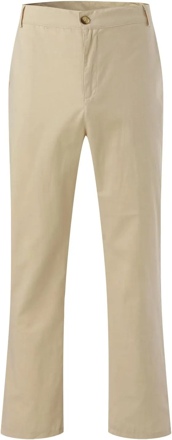 Linen Pants for Men Lightweight Beach Casual Yoga Pants Summer Vacation Hawaiian Slacks Plain Straight Leg Trousers