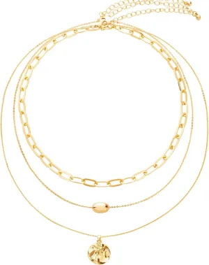 Link Layered Necklace Gold Layering Paperclip Chain Choker for Women