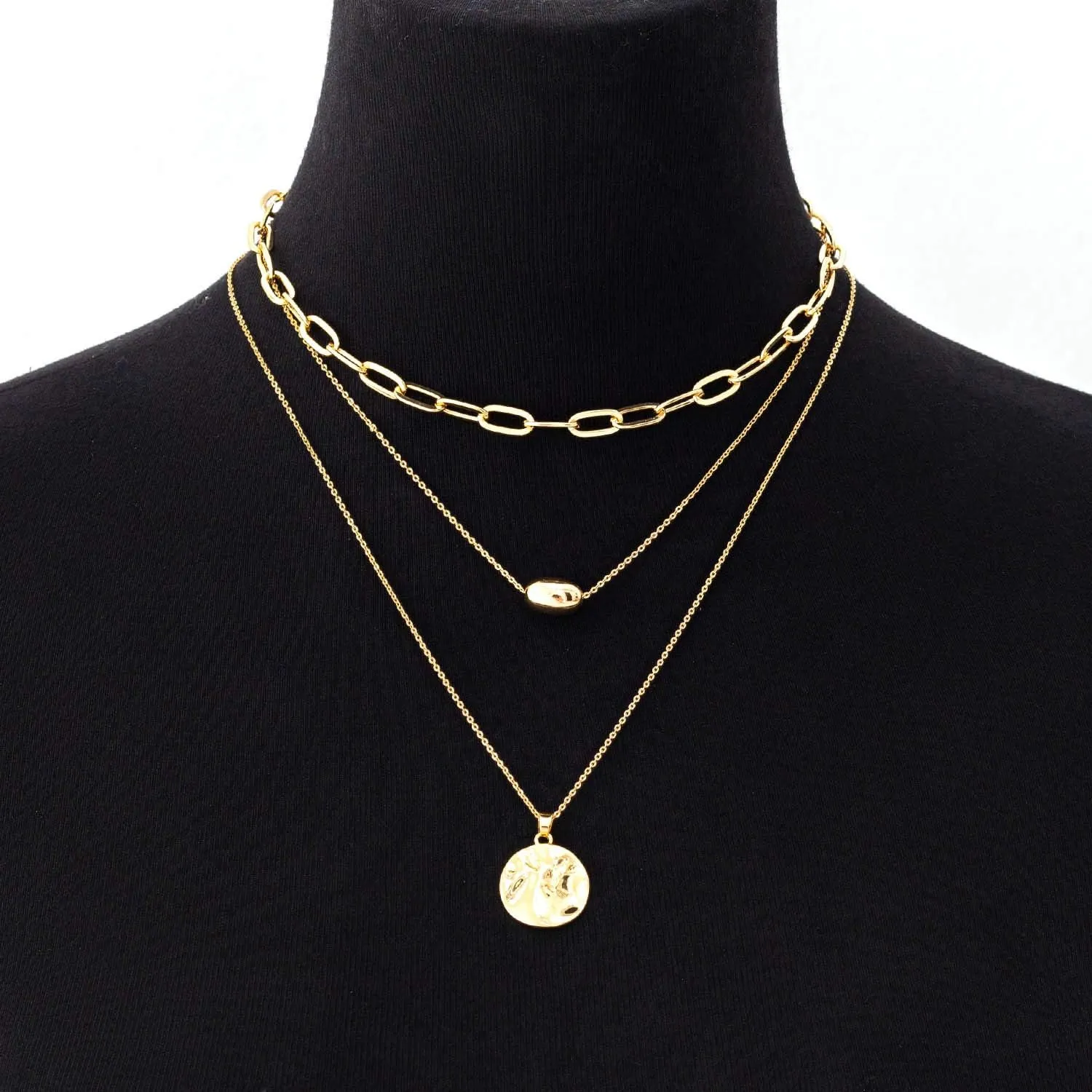 Link Layered Necklace Gold Layering Paperclip Chain Choker for Women