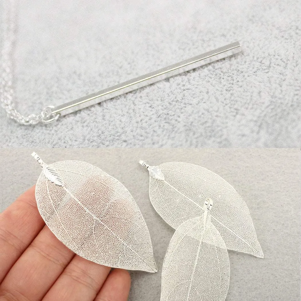 Long Necklaces for Women - Fashion Pendant Necklace Jewelry, Silver Bar Feather Circle Leaf Lock Tassel Y Necklace Jewelry Set for Girls
