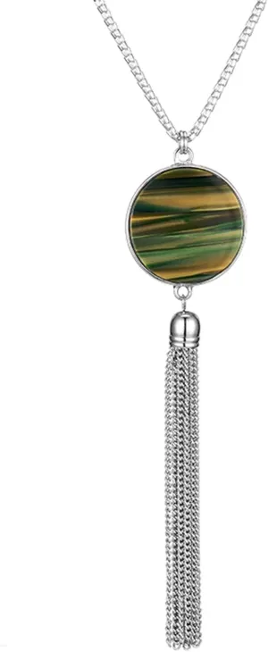 Long Tassel Pendant Necklaces For Women - Faux Pearl Necklace with Silver Chain, Fashion Jewelry For Lady