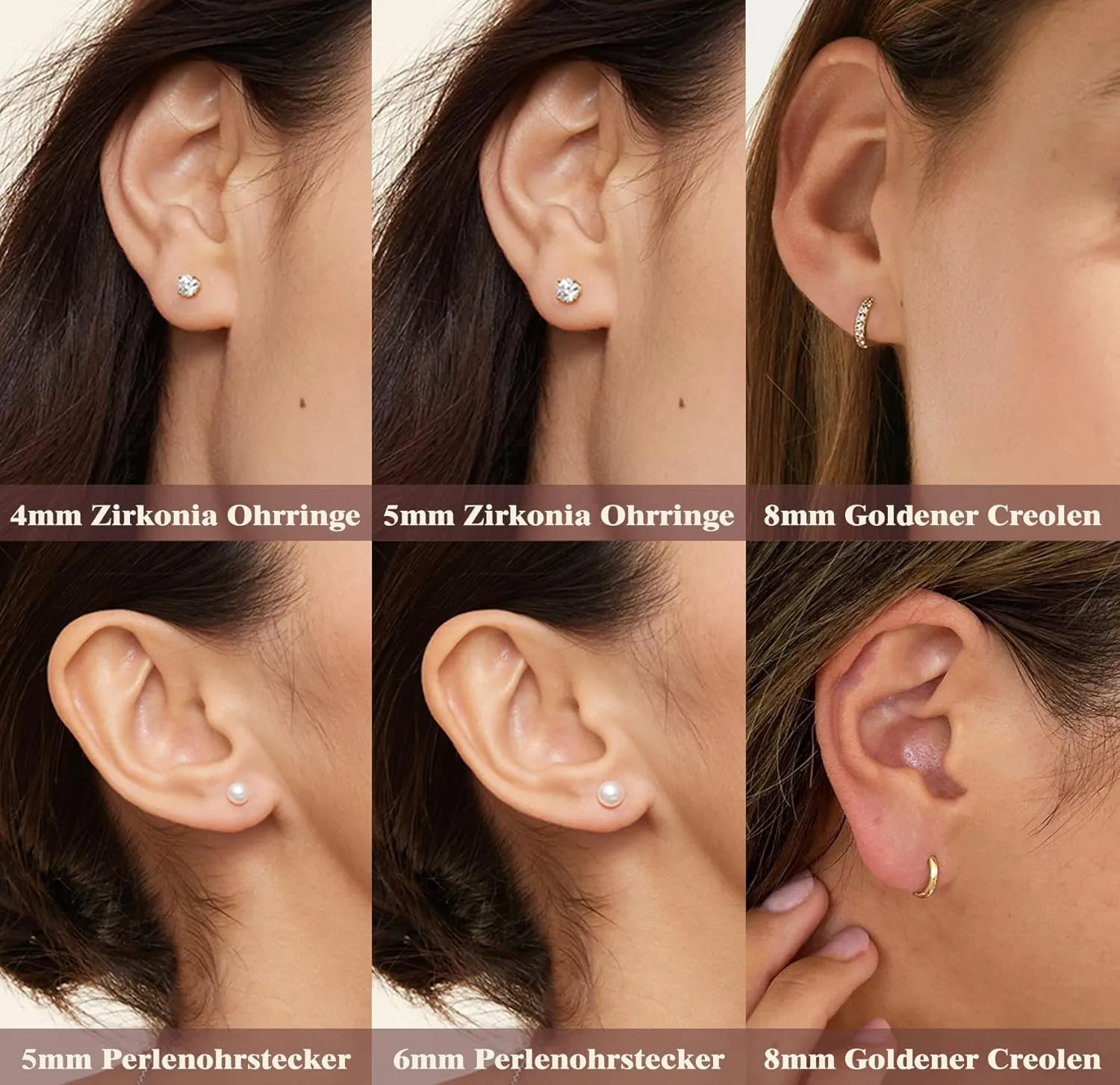 LOUMILEO 6 Pairs Pearl Earrings Set Hypoallergenic Small Sterling Silver Stud Earrings for Women Man 3-10MM Tiny Cartilage Piercing Pearl Studs for Multiple Piercing