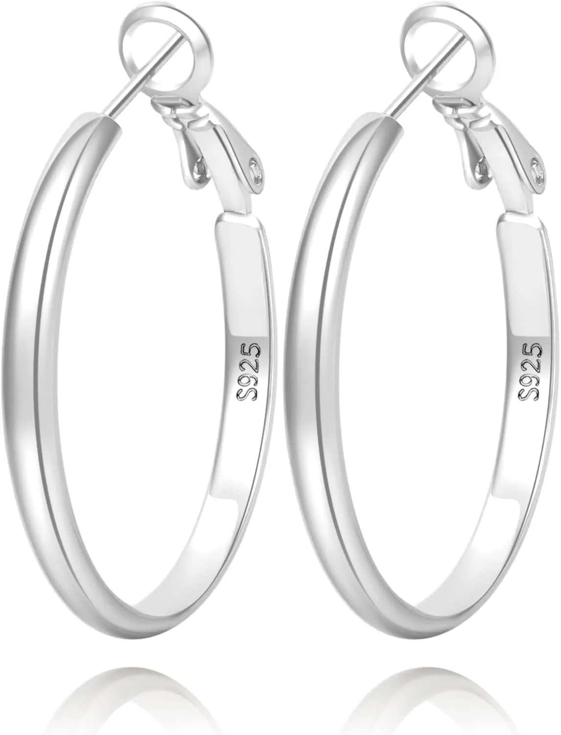 LOUMILEO 925 Sterling Silver Hoop Earrings Big Silver Hoop Earrings Hypoallergenic Large Thin Hoop Earrings for Women Lightweight Silver Hoops Earrings for Women (30/40/45/65/70mm)
