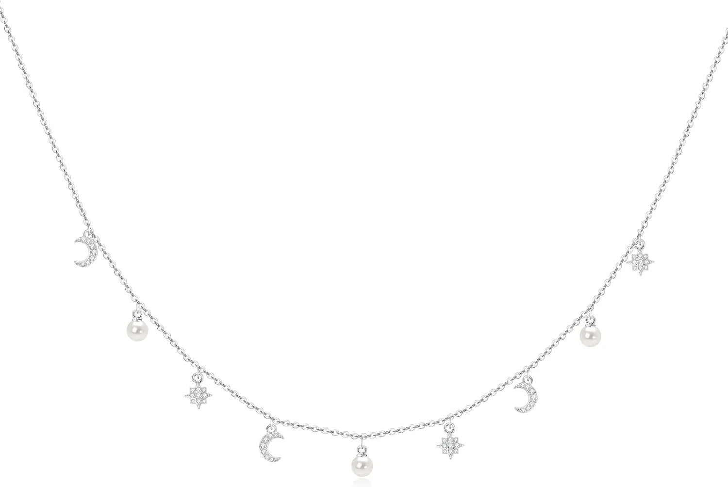 Luxury Pearl Wedding Necklace with Cubic Zirconia Crystal, Hand Picked Freshwater Pearls Choker Necklaces Jewelry Gifts for Bride Bridesmaid