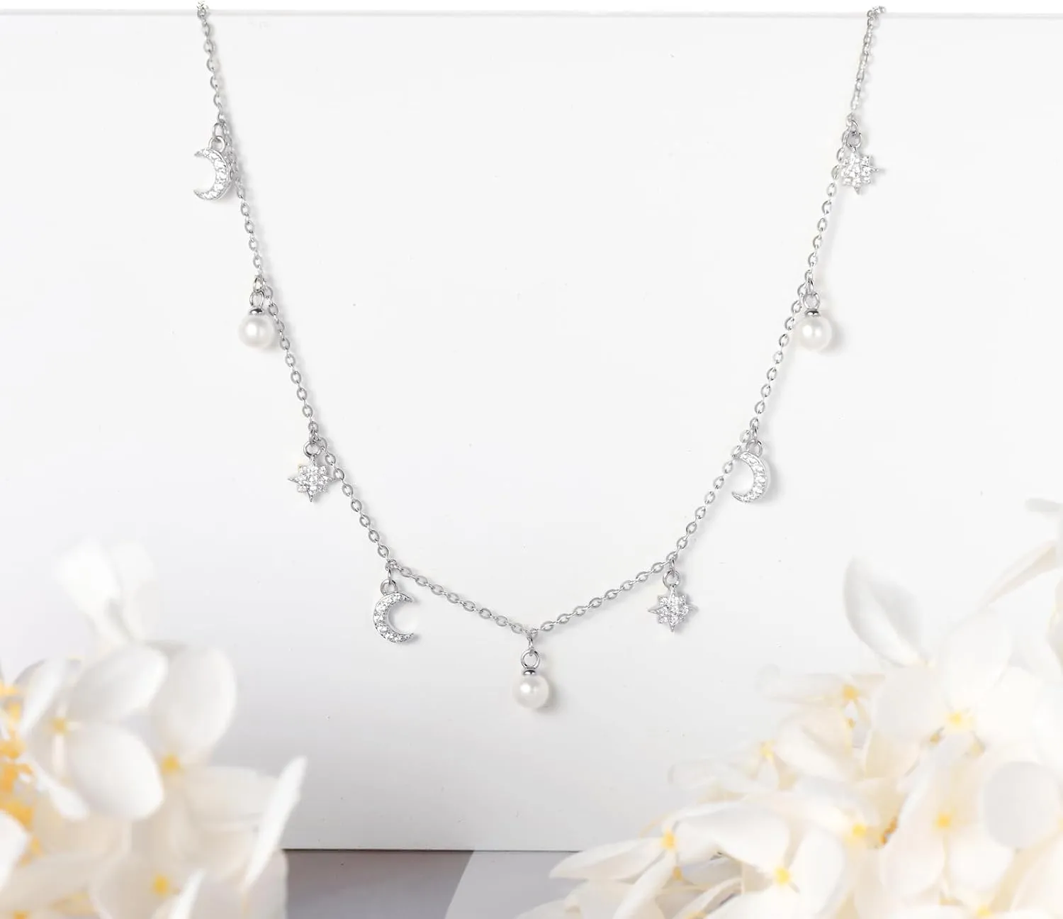 Luxury Pearl Wedding Necklace with Cubic Zirconia Crystal, Hand Picked Freshwater Pearls Choker Necklaces Jewelry Gifts for Bride Bridesmaid