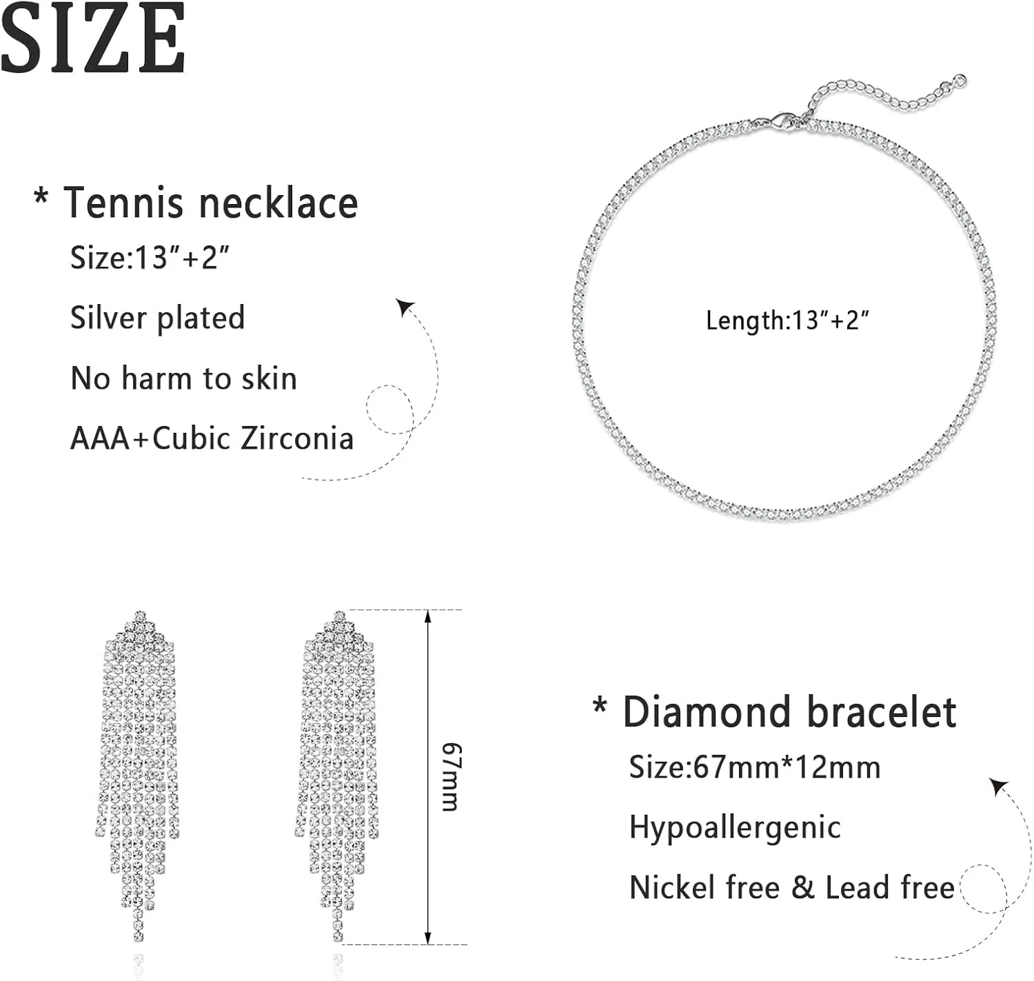 Luxval Tennis Necklace 14K Gold Plated Rhinestone Butterfly Choker Necklaces for women Dainty Zirconia Cut Faux Diamond chain 3mm