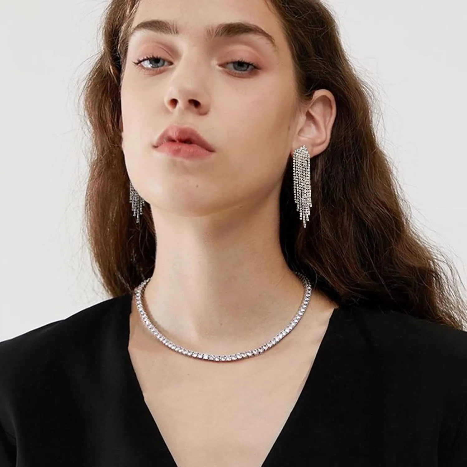 Luxval Tennis Necklace 14K Gold Plated Rhinestone Butterfly Choker Necklaces for women Dainty Zirconia Cut Faux Diamond chain 3mm