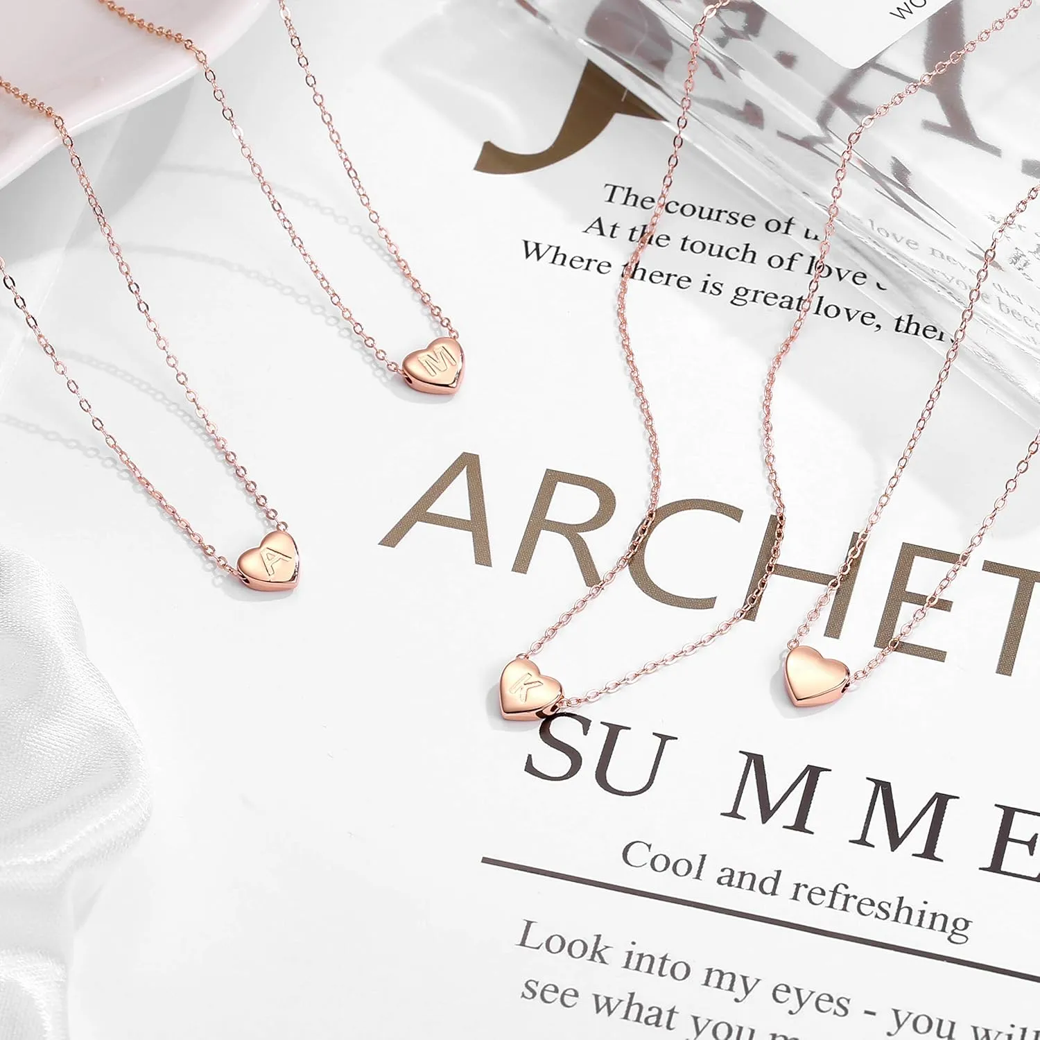 M MOOHAM Graduation Gifts - Heart Initial Necklaces for Girls Women, Sterling Silver Tiny Letter Necklace Gift for Kids Teen Girl Jewelry