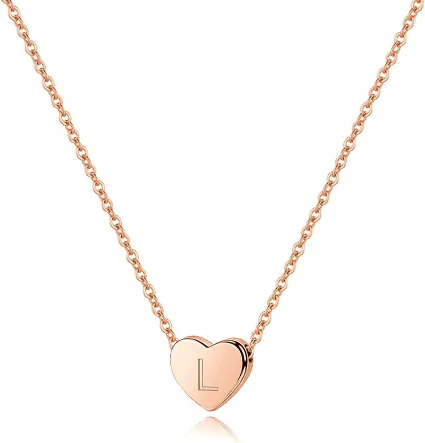 M MOOHAM Graduation Gifts - Heart Initial Necklaces for Girls Women, Sterling Silver Tiny Letter Necklace Gift for Kids Teen Girl Jewelry