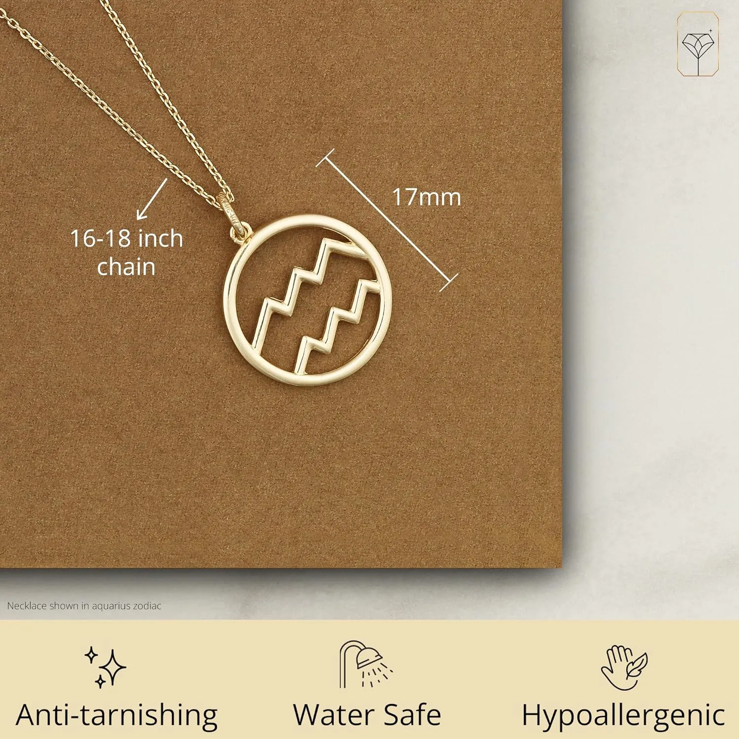 MAX   STONE 10k Gold Zodiac Necklace for Women | Dainty Real Gold Necklace for Women | Adjustable 16-18 Inch Zodiac Sign Necklace | Gold Pendant Necklace | Astrology Gifts for Women
